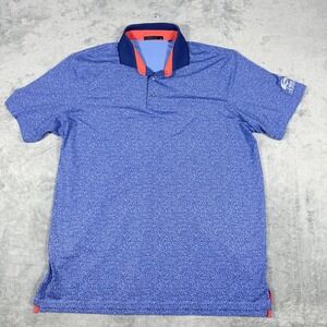 Greyson Mens XL Polo Shirt Purple Blue Micro Print Dakota Dunes Logo Golf Top
